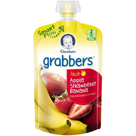 UPC 015000046545 product image for Gerber Graduates Grabbers Squeezable Fruit Apple Strawberry Banana Baby Food, 4. | upcitemdb.com