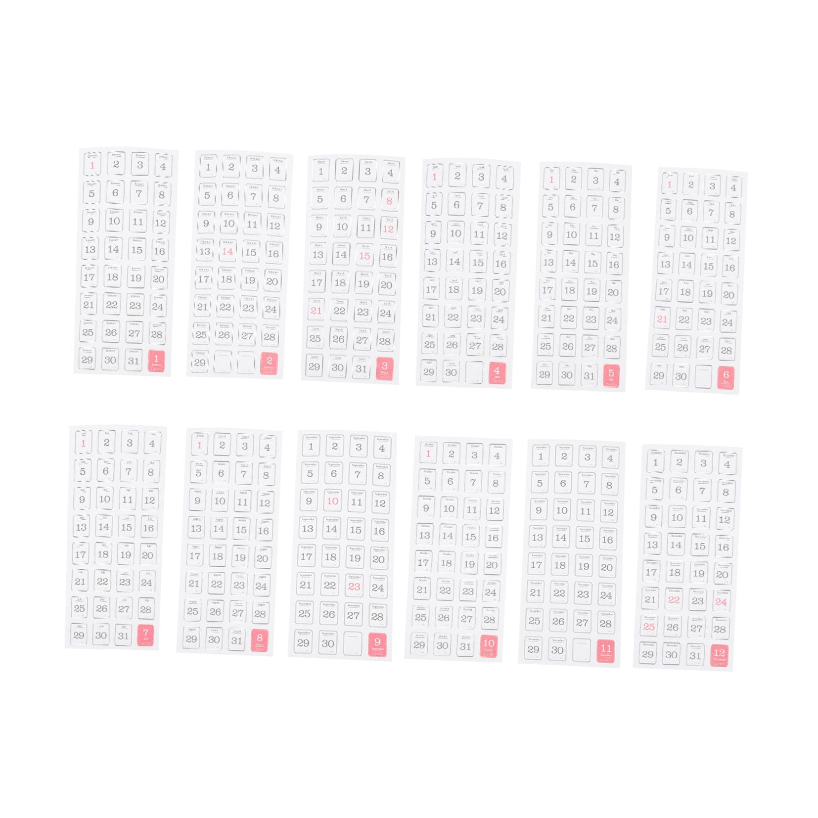 FOMIYES 60Pcs Monthly Calendar Tabs White Self Adhesive Planner Stickers for Notes