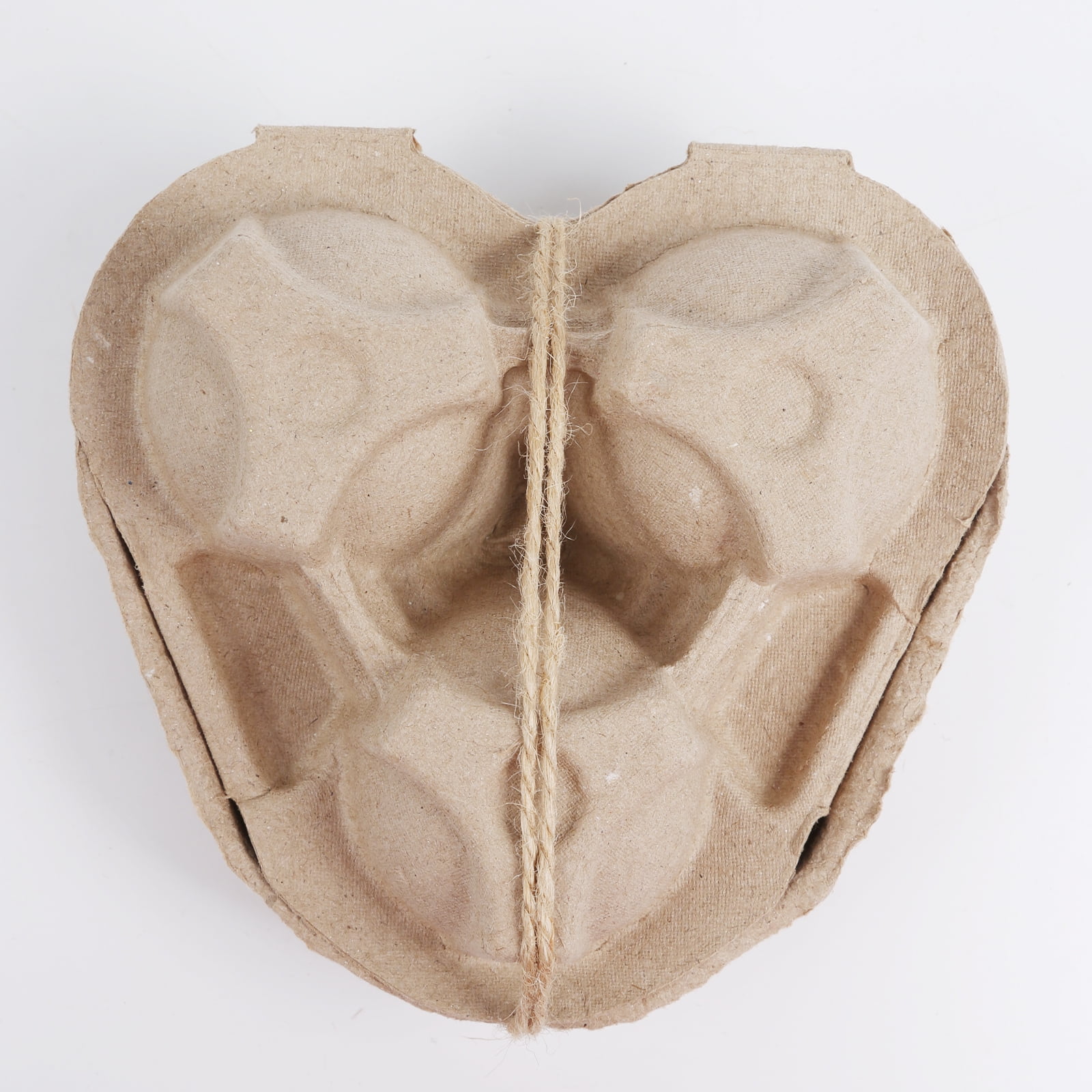 Strafriture 100Pcs Paper Pulp Egg Cartons Bulk, Heart Shape Egg Box Bulk for 3, Case Holder Containers with Jute Rope for Home Kitchen Baking Storage,Brown