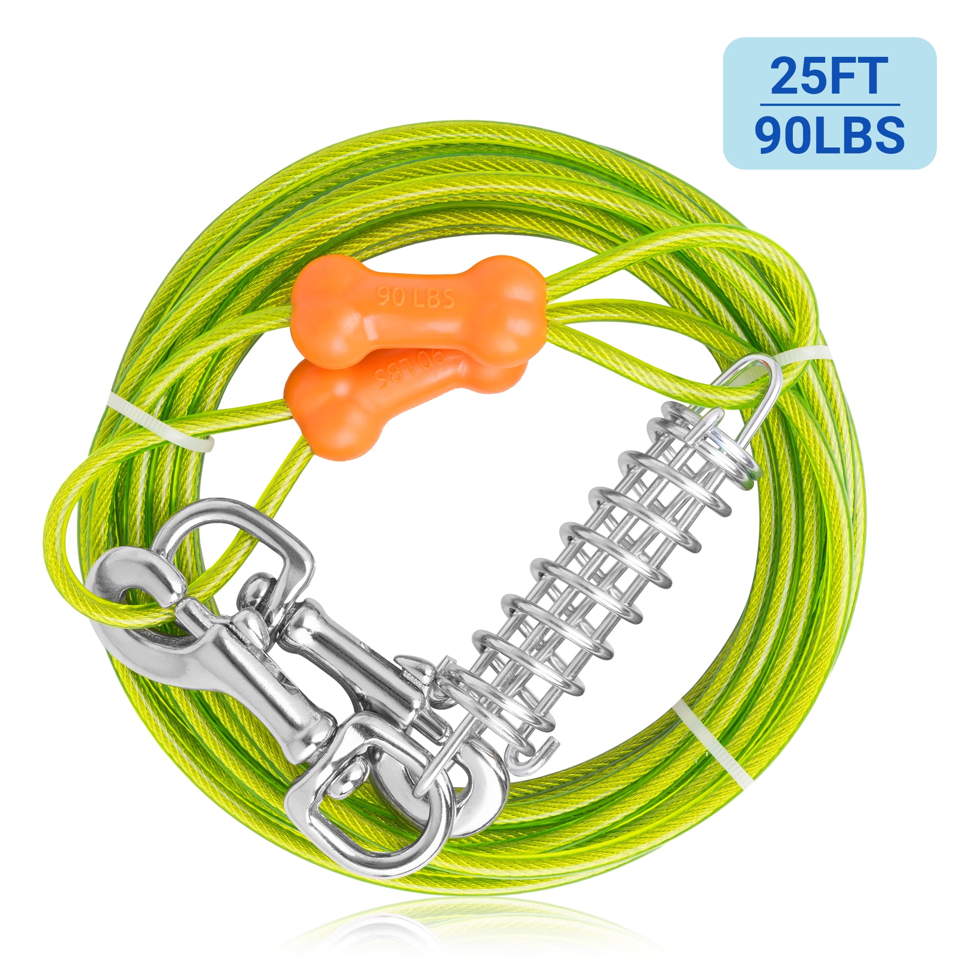 Petfamily Dog TieOut Cable with Buffer Spring for Medium to Large Dogs