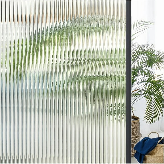 Tutuviw Window Film, 3D Decorative Frosted Glass Window Film, Sun Blocking Window Coverings Frosted Stickers Adhesive, Privacy Film 15.7 Inch*3.2Ft