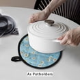 thumbnail image 3 of ZIATUBLES 2 Pieces Pot Holders Heat Resistant Hot Mat with Pockets Soft Cotton-Like Liner Non-Slip Trivet for Kitchen Baking Cooking 8 Inch Round Decor, Daisy Blue, 3 of 7