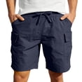 thumbnail image 3 of Men's Casual Sports Shorts with Elastic Waistband Zipper Pocket Joggers Sweatpants, Straight Leg Lightweight Quick Dry Breathable, for Gym Workout Running Daily Wear | AKLJWH,Navy 4XL, 3 of 9