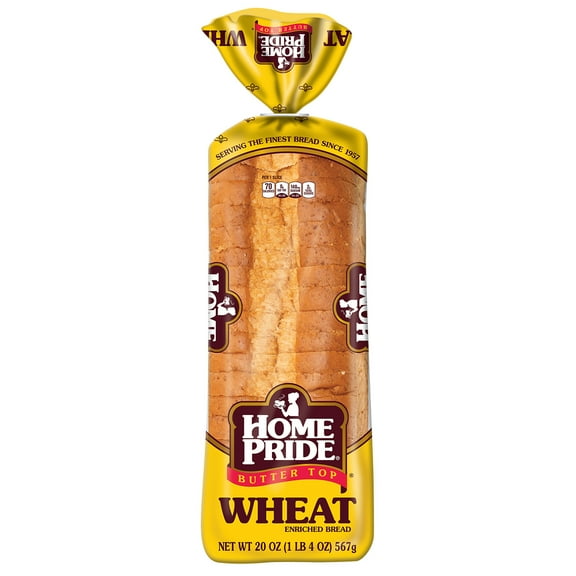 Home Pride Butter Top Enriched Wheat Bread, Sliced Sandwich Bread, 20 oz, Shelf-Stable