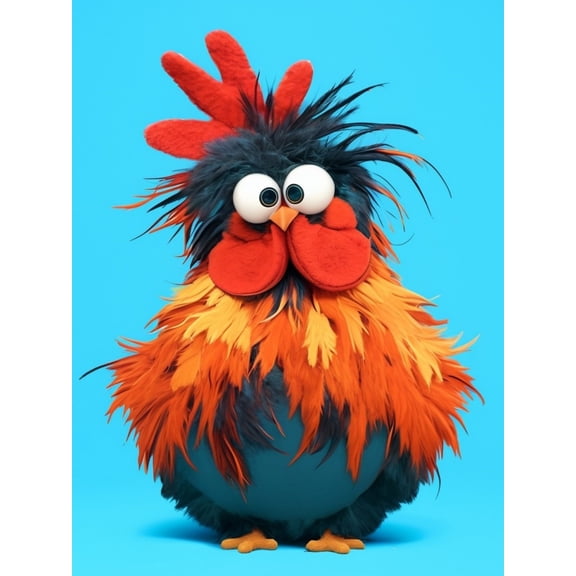 Paint by Numbers Adult DIY Hand Painted Cartoon fluffy rooster Oil Painting Canvas Kits with Brush and Acrylic Gifts and Home Decoration Without Frame 40 x 50 cm