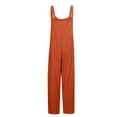 thumbnail image 5 of Sakmal Plus Size One Piece Jumpsuits for Women Orange Cotton and Linen Sleeveless Overalls Full Scoop Neck Plain Straight Leg Pants, 5 of 8