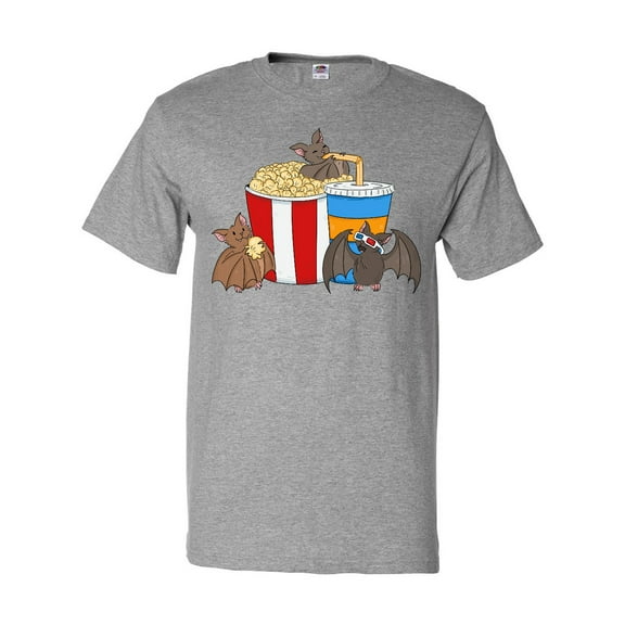 Inktastic Movie Loving Bats with Popcorn and Soda T-Shirt