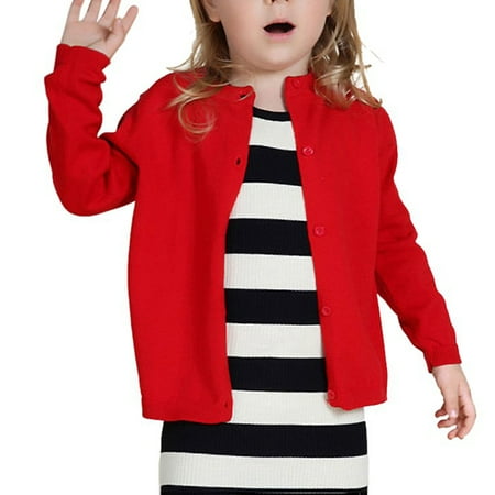 

1-7T Child Girl Boy Cardigan Solid Color Basic Cardigan Sweater Coat Tops