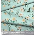 thumbnail image 2 of Soimoi Green Moss Georgette Fabric Leaves & Magnolia Floral Print Fabric by the Yard 42 Inch Wide, 2 of 3