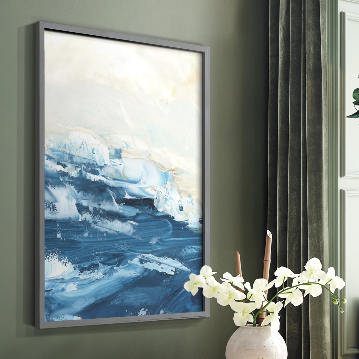 Wave after Wave I Framed Print in Gray Solid Wood 8 x 10 Framed Print