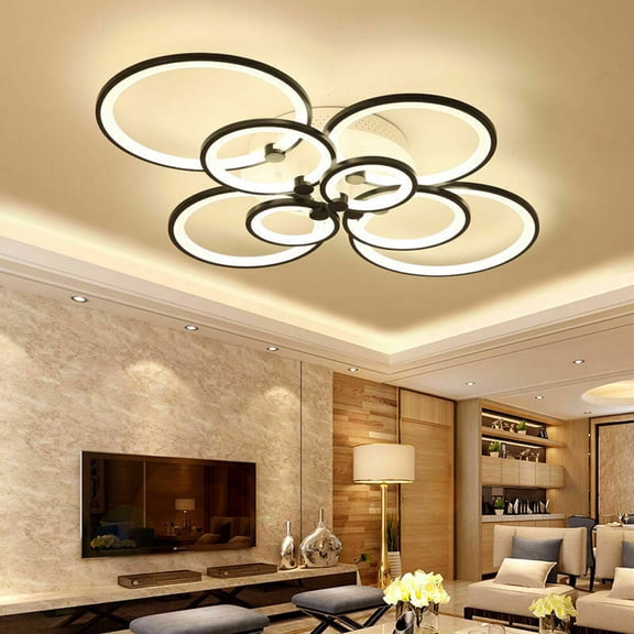 DENEST Acrylic LED Ceiling Light  Modern Flush Mount Lamp Chandelier w/Remote 8-Heads