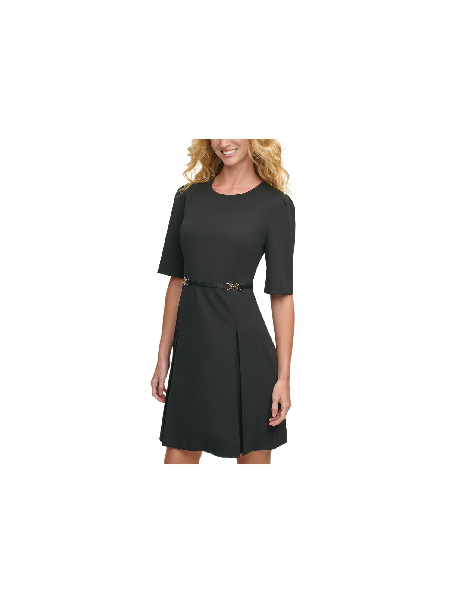 tommy hilfiger belted fit and flare dress