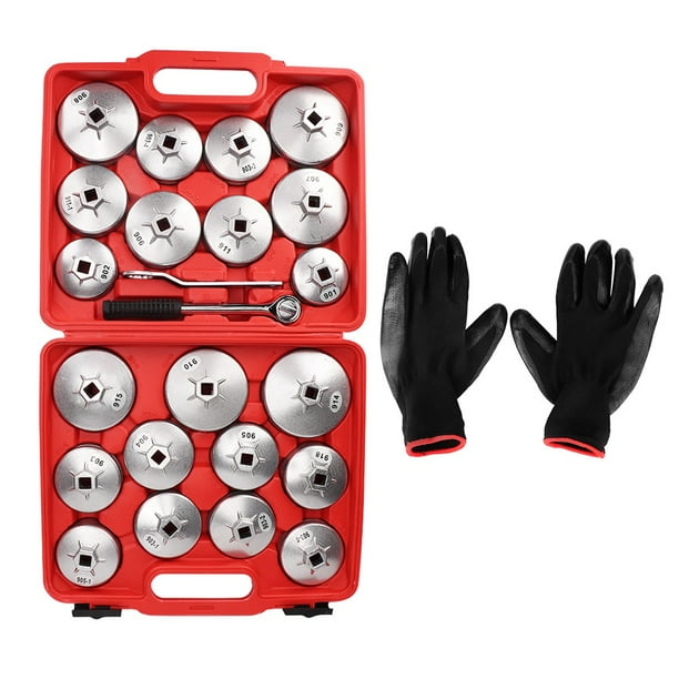 Tebru 23pcs Oil Filter Removal Wrench Kit Loosen Tighten Cup Cap Socket