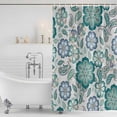 thumbnail image 3 of Teal Paisley Pattern Shower Curtain, Waterproof Shower Curtains for Bathroom, Boho Ethnic Floral Traditional Washable Fabric Bathtub Curtain Set Bath Decor with 12 Hooks Standard 72"x72", 3 of 8