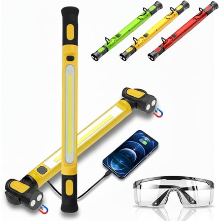 3000 Lumens Rechargeable Work Light, Upgrade Rotatable Dual Magnetic Head 5200mah Rechargeable Work Light, Underhood Cordless Work Lights with Hook for Mechanics Inspection Workshop Emergency