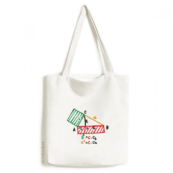 Formula Function Pythagorean Theorem Tote Canvas Bag Shopping Satchel Casual Handbag