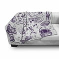 thumbnail image 3 of Outer Space Soft Flannel Fleece Blanket, Minimalist Space Graphic Satellite Orbit Radar Saturn Telescope Space Theme, Cozy Plush for Indoor and Outdoor Use, 60" x 80", Purple White, by Ambesonne, 3 of 6