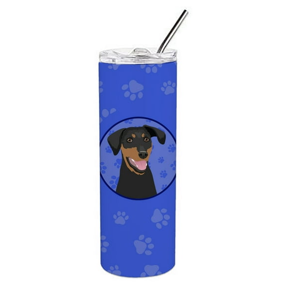 Doberman Pinscher Black and Rust Natural Ears #1  Stainless Steel 20 oz Skinny Tumbler 3 in x 8.25 in