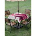 thumbnail image 4 of Outdoor Tablecloth with Umbrella Hole for Patio/Picnic/Party/Camping, Rose Red Marble Waterproof Table Cloth Square Cover Washable, Contemporary Ombre Abstract Aesthetic (60"x 60"), 4 of 9