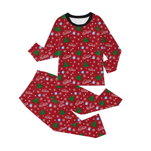 AOMPMSDX Boys Outfits Set Kids Christmas Pajamas Cotton Long Sleeve Matching Holiday Set Toddler Boys Girls Kids Xmas Jammies Red 8 Years-9 Years