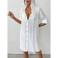 thumbnail image 2 of Bsubseach Fashion Womens Hooded Button Down Swimsuit Cover Up Roll Sleeve Beach Shirt Dress Cover-ups S-XXL, 2 of 6