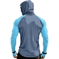 thumbnail image 4 of Men's Color Block Drop Shoulder Hooded Long Sleeve Sun Shirt, Lightweight UPF Protective Pullover Top for Outdoor Sports, Hiking and Casual Daily Use, 4 of 9