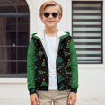 thumbnail image 4 of Psesaysky Girls Zip Up Hoodie Kids Green Christmas Tree Print Oversized Long Sleeve Sweatshirt Jacket with Pockets Winter Warm Clother 14-16 Years, 4 of 7