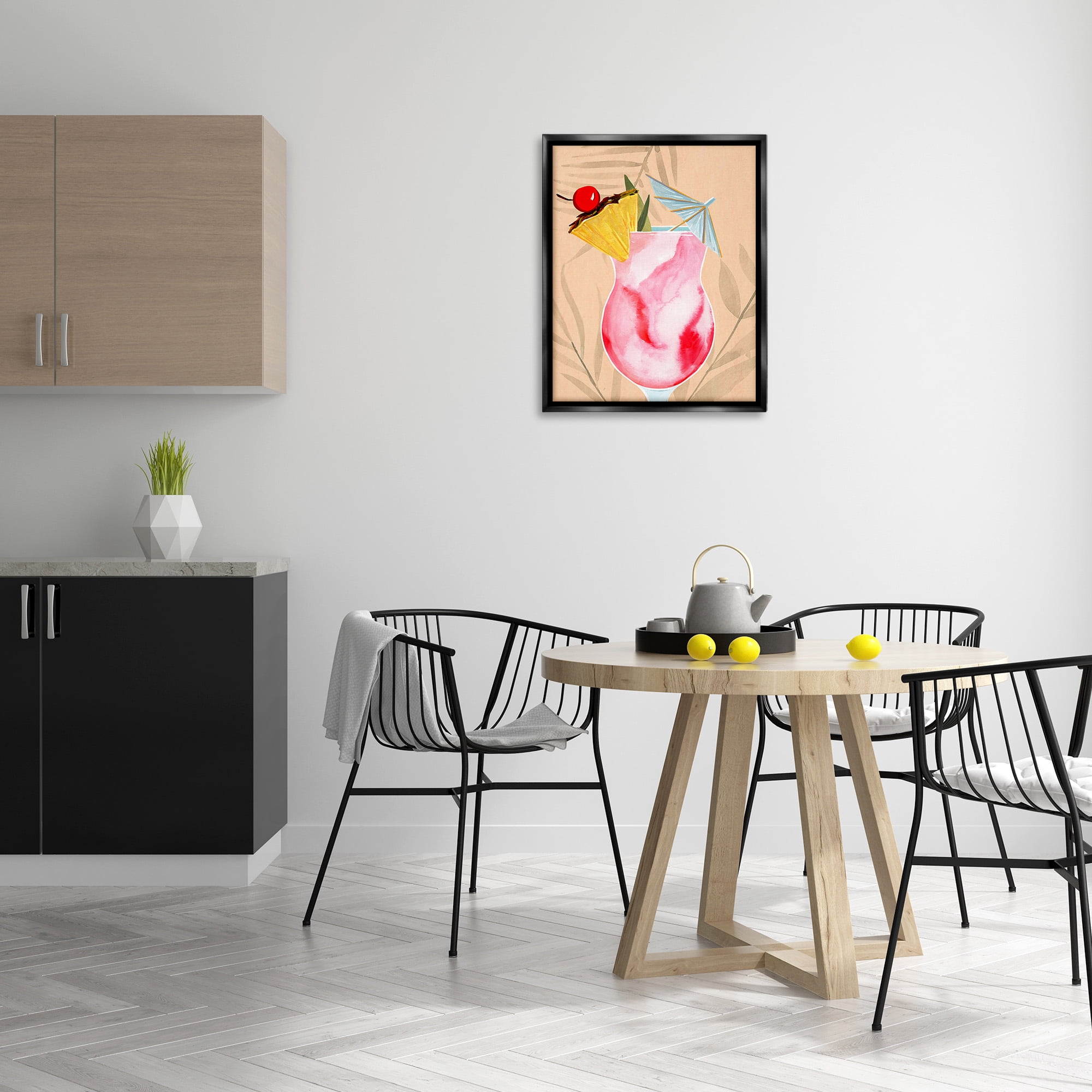 Stupell Industries Fruity Cocktail Drink Food & Beverage Painting Black Floater Framed Canvas Art Print Wall Art, 25 x 31