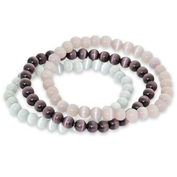 6MM Three Piece Stackable Cats Eye Stretchy Bracelets