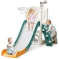 thumbnail image 5 of Datingday 6 in 1 Kids Toddler Slide for 1-3 Toddlers Extra-Long Slide with Basketball Hoop Indoor and Outdoor Baby Climber Playset Playground Freestanding Slide (White+Orange), 5 of 6