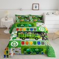 thumbnail image 2 of jejeloiu Trash Truck Bedding Comforter Set,Geometric Stripe Circle Twin Comforter Sets,Green Patchwork Plaid Bedding Set For Men Women,Breathable Home Decor Reversible,2-Piece, 2 of 8