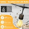 thumbnail image 2 of Outdoor Safety String Lights 150FT - 24V 20W Commercial Grade Low Voltage Strand with 60 S14 Shatterproof Bulbs for Tree Garden Yard | Warm Yellow 3500K Party Lights | IP65 Waterproof | UL Listed, 2 of 10