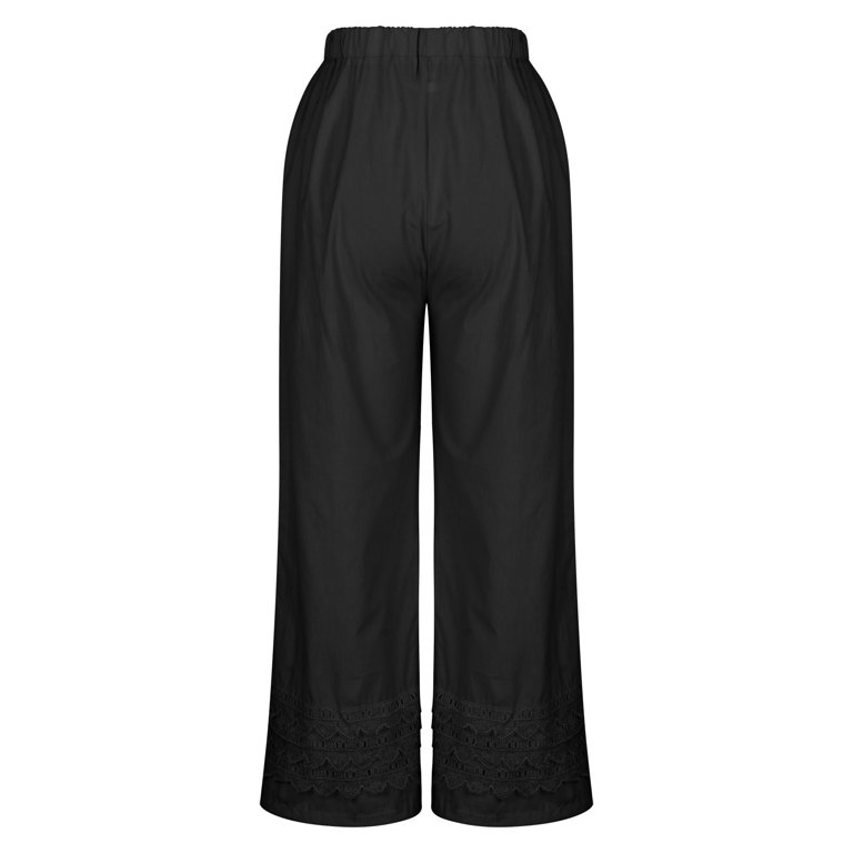 XFLWAM Womens Casual Loose Cotton Linen Pants Elastic High Waist