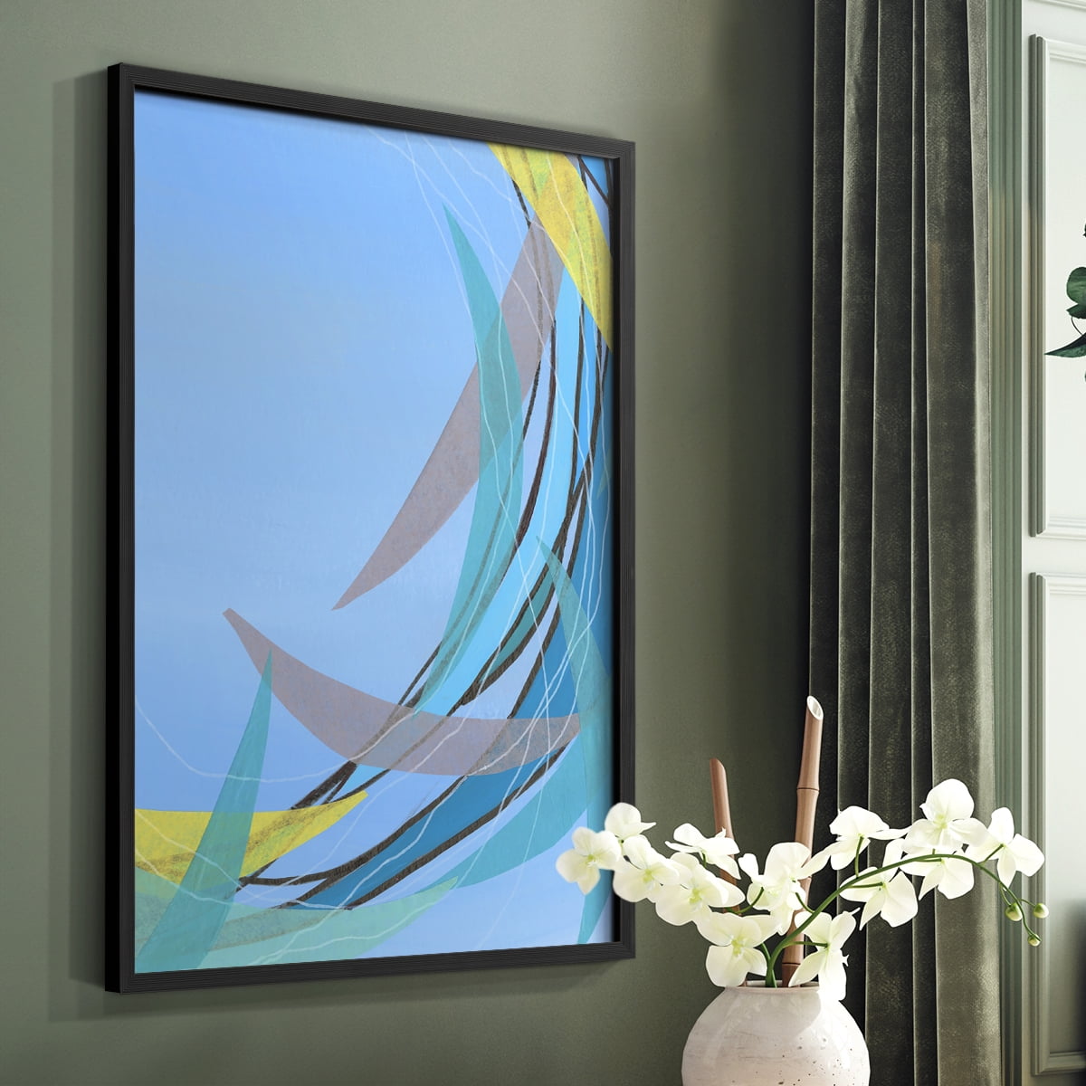 Circulating Flow II Framed Print in Black Solid Wood Framed Print No Nail Hanging