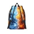 thumbnail image 2 of Picia Red And Blue Flame Waves Printed Canvas Daypack - Stylish and Durable Vintage Compact Backpack - Class, Work, Travel, or Laptop Bookbag,Organized Compartments-Medium, 2 of 6
