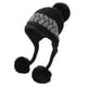 thumbnail image 1 of Gorro de lana con protección para los oídos y bola de tres pelos con bloqueo de color, todo fósforo para invierno, 1 of 5