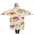 thumbnail image 2 of Oversized Wearable Blanket Hoodie,Orange Mushroom Fox Light Pattern Sherpa Blanket Hoodie with Super Pockets,Super Warm Fuzzy Pullover for Women & Men, 2 of 6