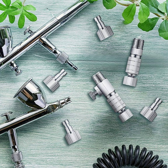 8Pieces Airbrush Adapter Set Airbrush Quick Release Coupling Disconnect Adapter Kit for Air Compressor and Airbrush Hose