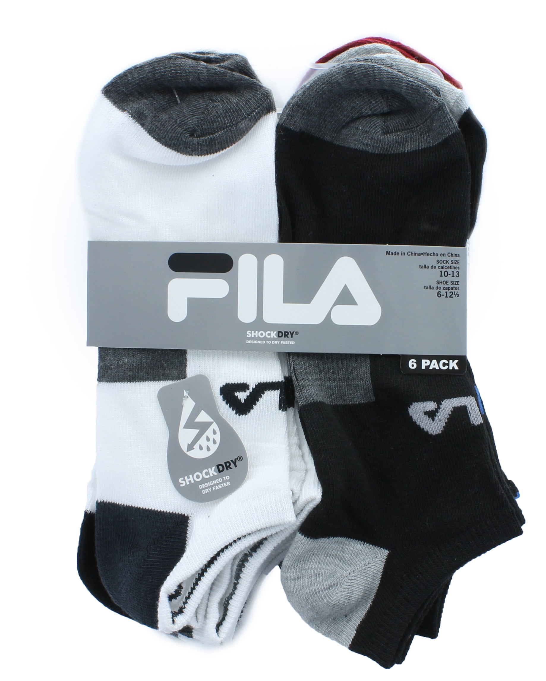 Lot of 12 Pairs Fila Mens White No Show Shock Dry Ankle Socks Size 10 ...