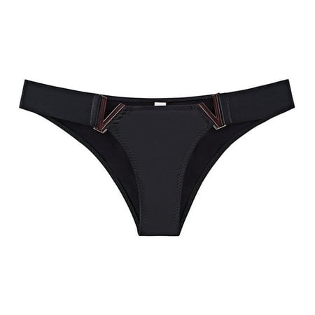 

Women Panties Metal V Shaped Sports Briefs Solid Color Ice Silk Low Waist Briefs 2023