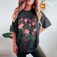 thumbnail image 6 of iHengLiXing Plus Size Spring Tops for Women 2025 Dressy Casual Women's Fashion Summer Round Neck Drop Sleeves Short Sleeve Printing Gray S, 6 of 7