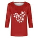 thumbnail image 3 of Puntoco Camiseta de mujer con cuello redondo, manga 3/4 y estampado navideño, jersey de cuello redondo, camiseta de manga larga con cuello redondo, 3 of 3