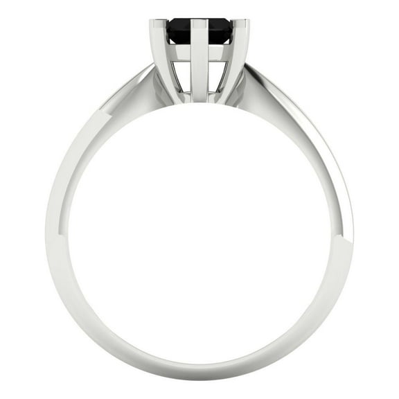 1 ct Marquise Cut Natural Onyx Solitaire Engagement Ring for Women in 18K White Gold