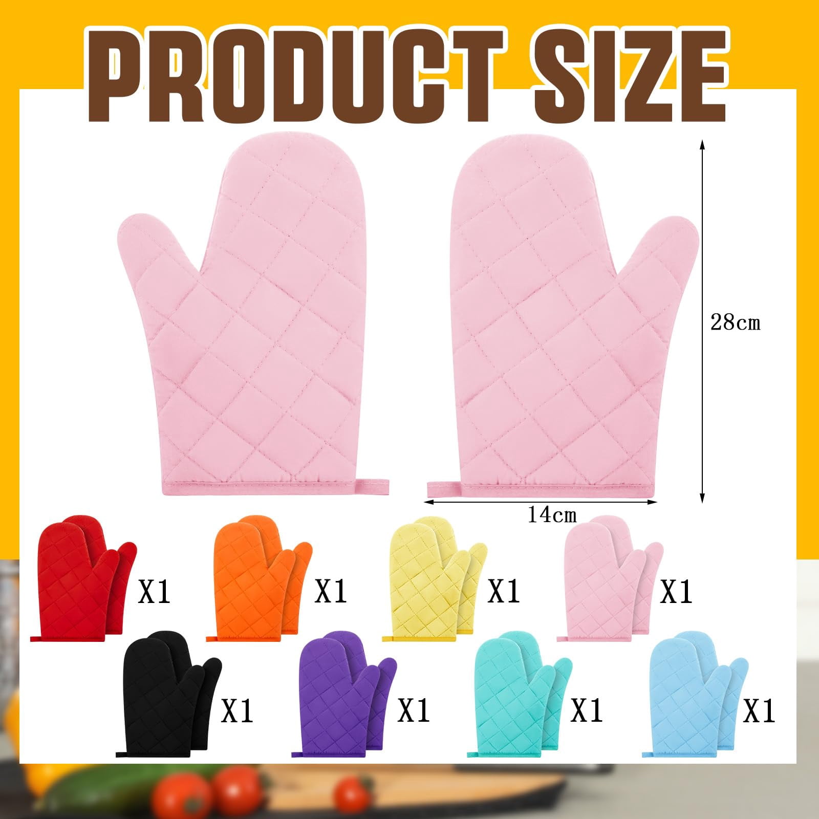 Oven Mitts Cotton Quilted Terry Cloth Lining 8 Pairs 8 Colors 11 Inch Heat Resistant for Kitchen Cooking Baking Grilling