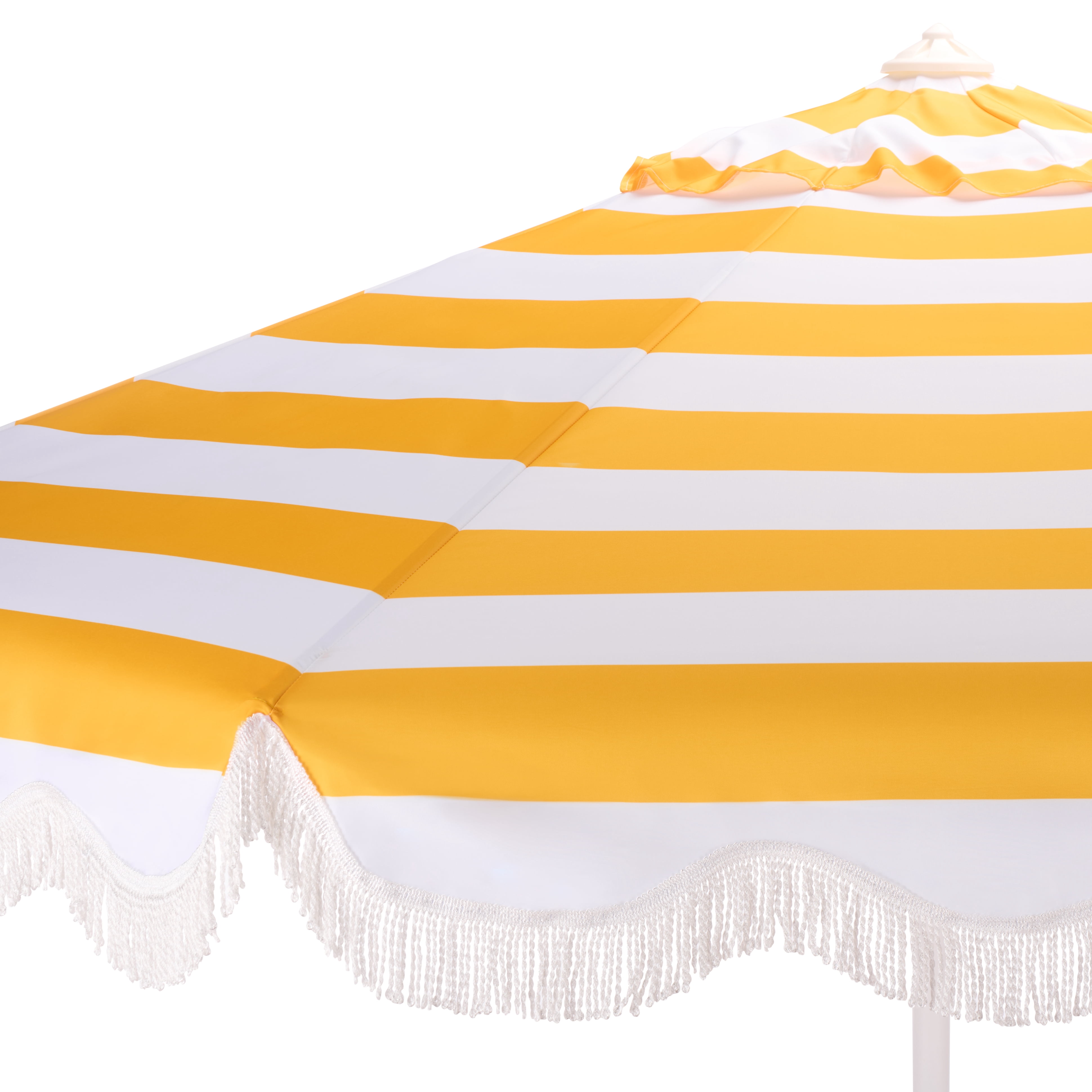 Safavieh Outdoor Lucerna 9ft Crank Umbrella, Yellow Stripe/White