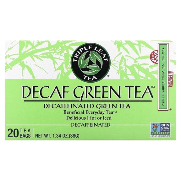 Triple Leaf Tea, Decaf Green Tea, 20 Tea Bags, 1.34 oz (38 g) Pack of 2