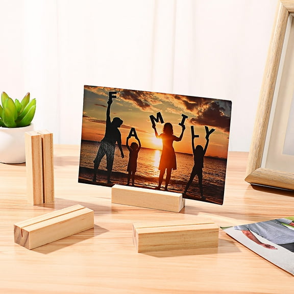 HINTRMENT 12Pcs Desktop Photo Holder Wooden Memo Holding Stand for Living Room and Conference Room