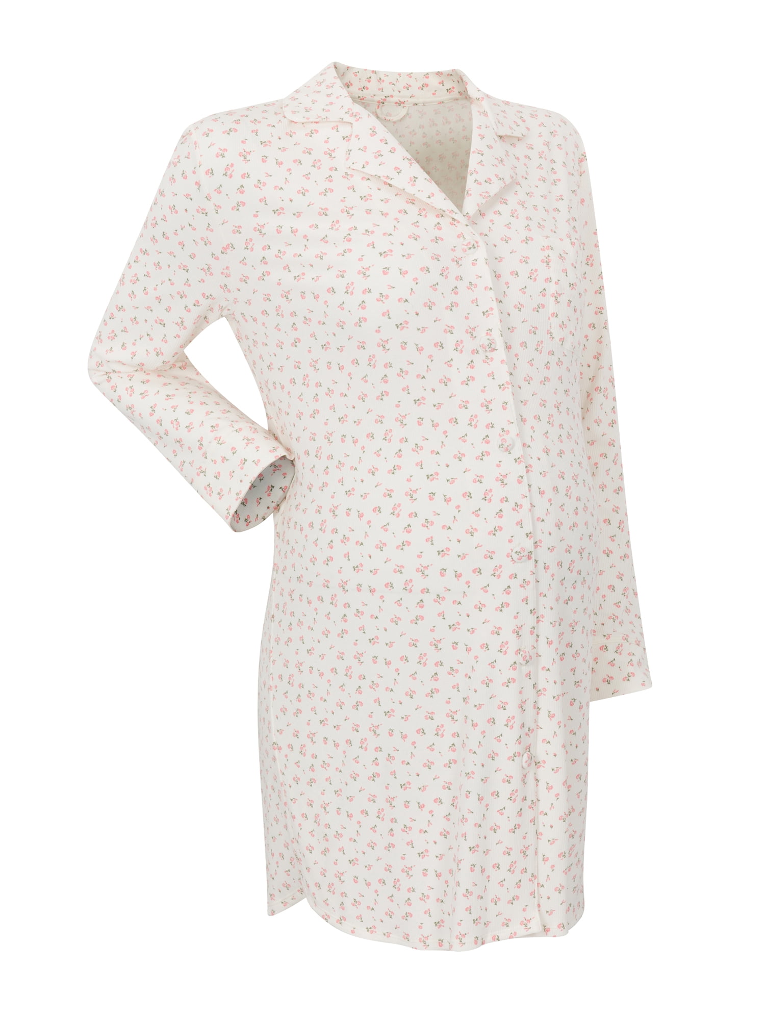 Ingrid & Isabel For Every Belly Women's Maternity Rib Button Down Sleepshirt, Sizes S-XXXL
