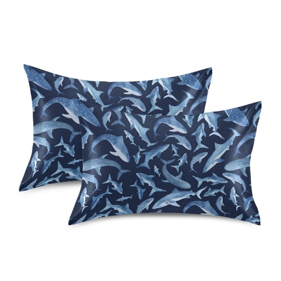 Yayeee Pillowcase Standard Size Set of 2 Satin Wrinkle Resistant Envelope Pillow Case, Watercolor Shark Pattern