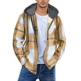 thumbnail image 3 of Men's Plaid Shirt Dqueduo Men's Flannel Plaid Hooded Long Sleeve Button Front Casual Shirt Jacket, Multiple Styles Yellow M, 3 of 6